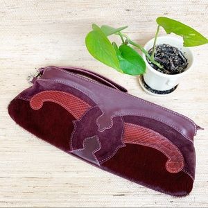 Claudia Firenze Leather Pony Hair Suede Wristlet